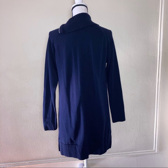 Jeanne Pierre Size L Sweater Tunic Dress Blue Zipper Turtleneck Pockets - Picture 2 of 12